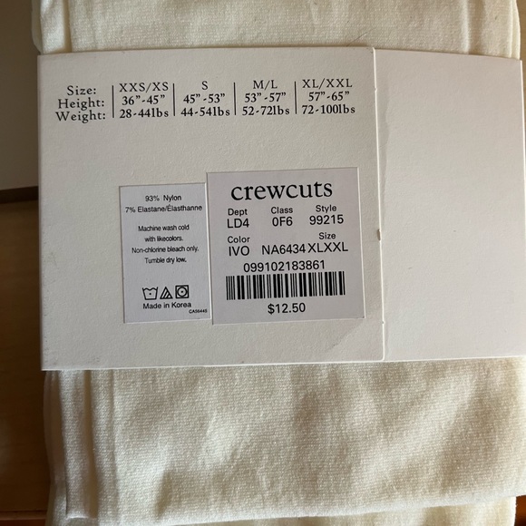 NWT 2 pair of crewcuts navy and ivory tights.   Size xl/xxl. - Picture 3 of 4